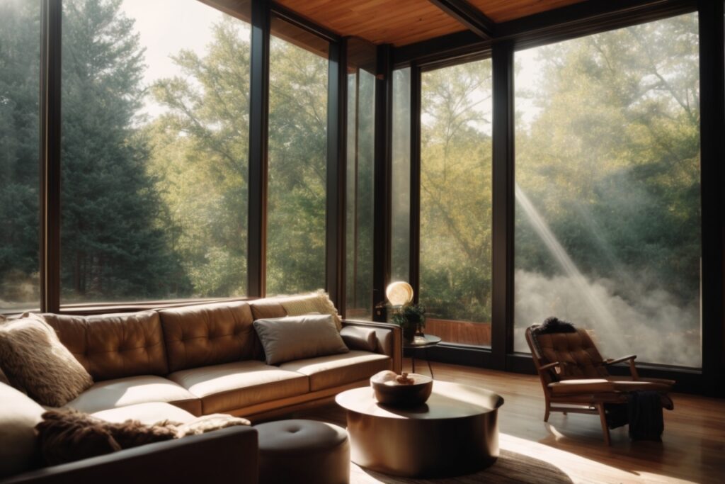Atlanta home interior with window film reflecting sunlight