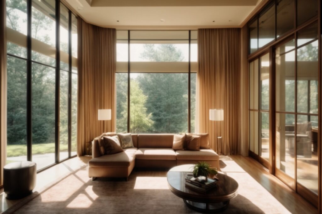 Atlanta home interior with sunlight filtering through tinted windows