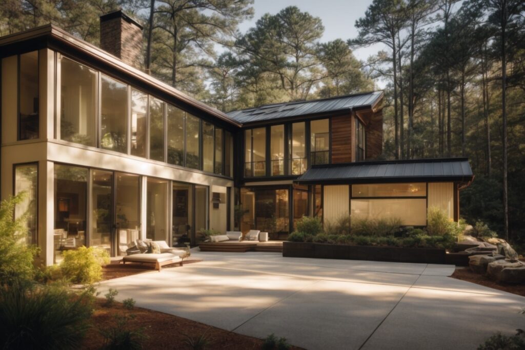 Atlanta home with energy-efficient window films reflecting sunlight