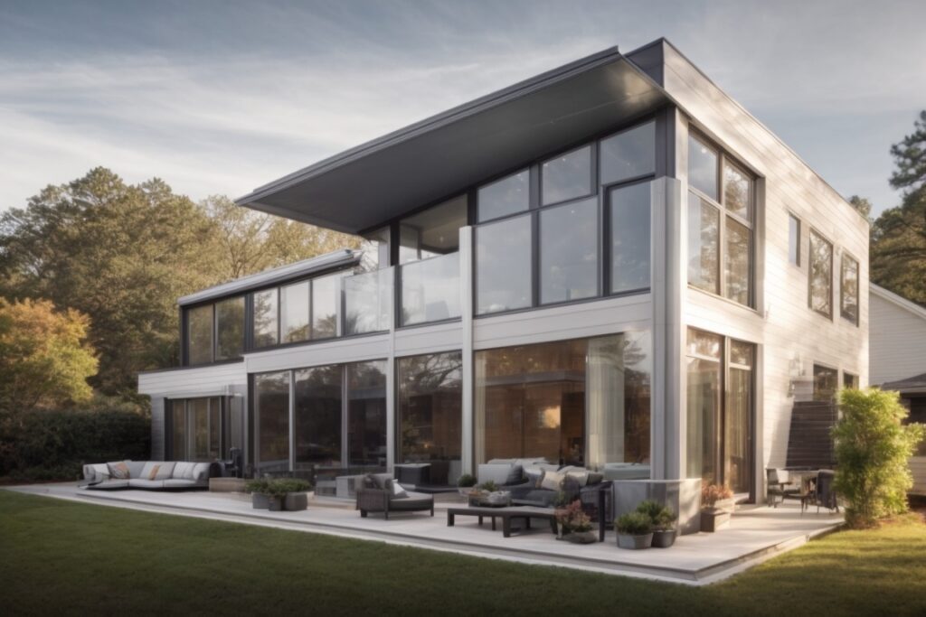 Atlanta home showcasing energy-efficient window film during summer and winter